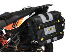 Rigg Gear Saddlebag Quick Release Plate on KTM with Hurricane Adventure saddlebag installed
